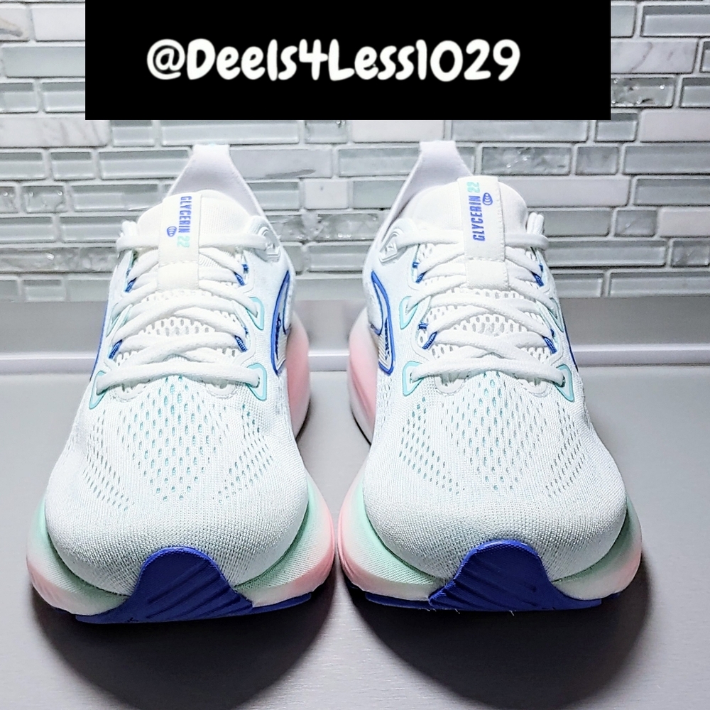 Brooks Glycerin 22 Running Womens White Amparo Blue Pink - Picture 2 of 6